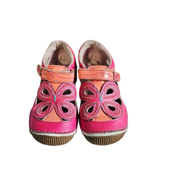 Stride Rite Girls 10M Baby Walker Shoe Pink Floral Butterfly Cutout Soft Motion - Picture 1 of 6